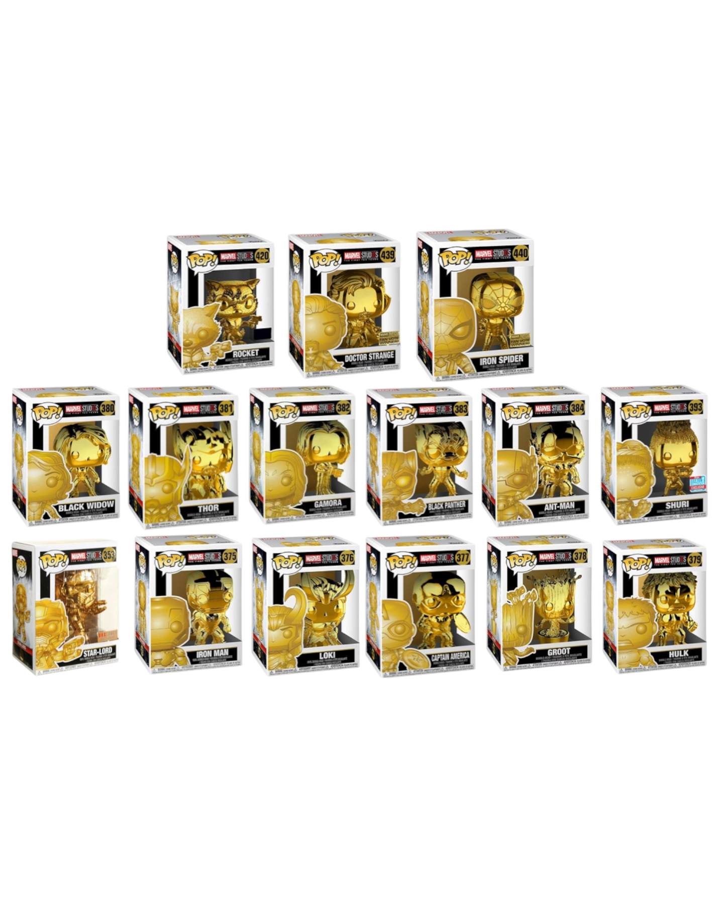 LOTTO UNICO Funko Pop! Gold Series Marvel | Fan Vote Winner Fall Convention