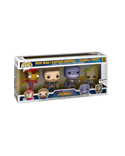 Funko Pop! 4 pack Iron Man / Captain America / Thanos / Groot | Amazon Exclusive