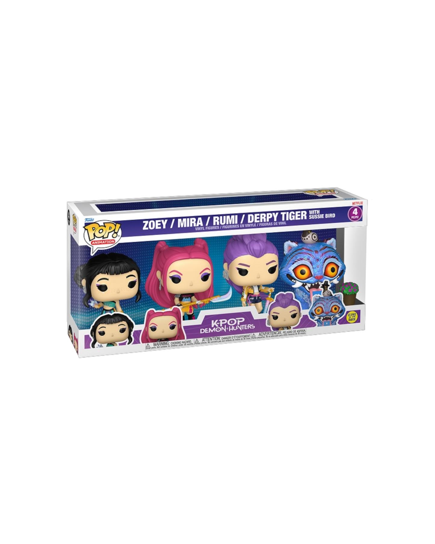 Funko Pop! 4 pack K-Pop Zoey / Mira / Rumi / Derpy Tiger | Glows in the dark (Pre-Order)