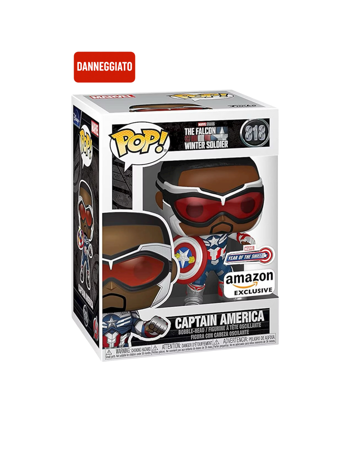 Funko Pop! 818 Captain America | Amazon Exclusive (Scatola danneggiata)